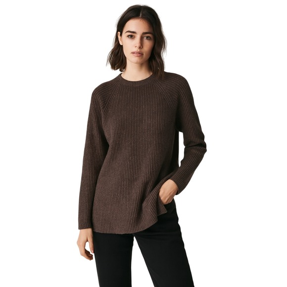 NAP Loungewear 100% Cashmere Ribbed Knit Sweater Brown M Minimalist Quiet Luxury - Picture 1 of 7